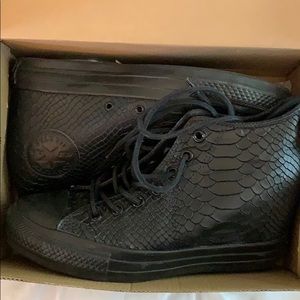Black Leather Wedge Converse - NWT
